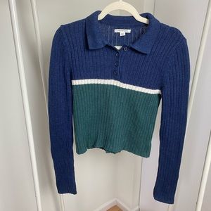 American Eagle Cropped Collared Sweater